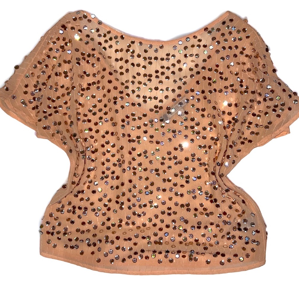 Low-Back Peach Sequined Top